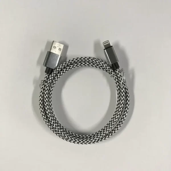 iPhone til USB-A-kabel hvid flettet 1 m 2,4 A
