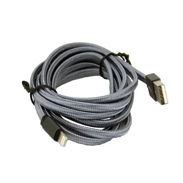 iPhone til USB-A-kabel 2 m flettet stof forstærket Grå