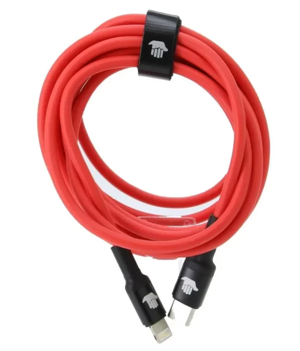 USB-C til iPhone-kabel 2 m rød med sorte konnektorer