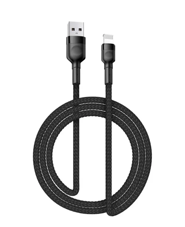 iPhone til USB-A-kabel sort flettet 2 m 2,4 A
