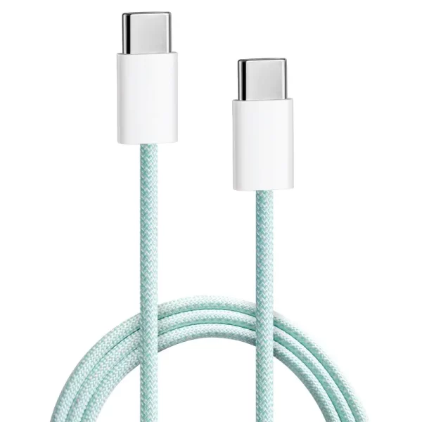 USB-C til USB-C-kabel 2 m grøn vævet, 60 W