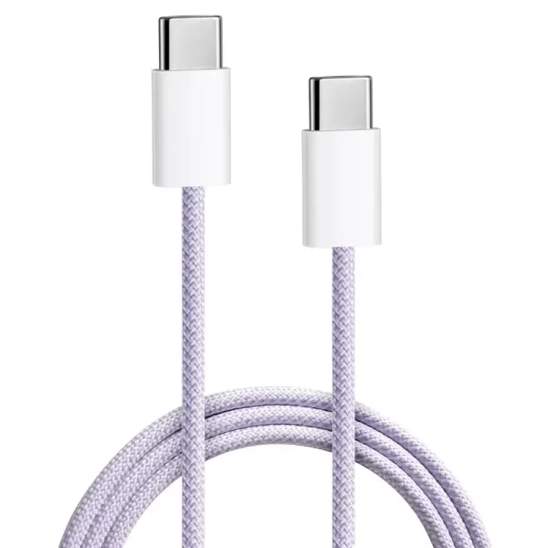 USB-C til USB-C-kabel 2 m lilla vævet, 60 W