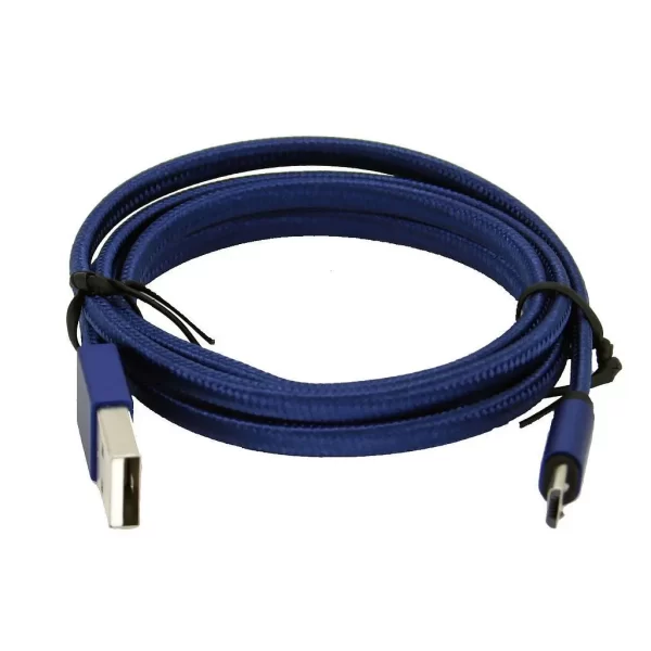 Micro-USB til USB-A flettet kabel 1 m Blå