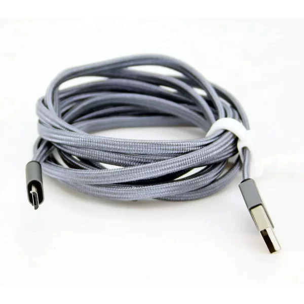 Micro-USB til USB-A flettet kabel 2 m Grå