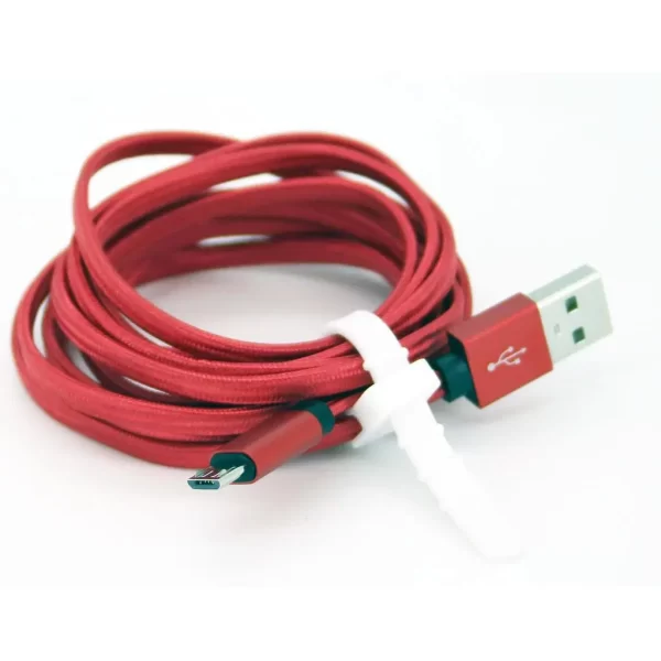 Micro-USB kabel til USB-A 2 m flettet rød