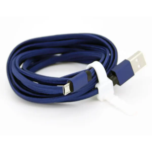 Micro-USB til USB-A-kabel 2 m flettet kongeblåt