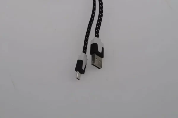 Micro-USB til USB-A-kabel 3 m sort/hvidt flettet