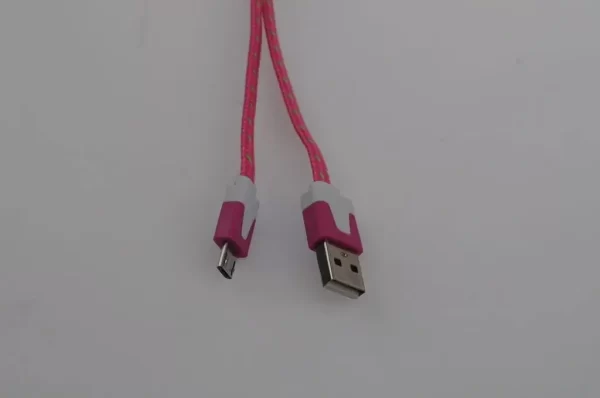 Micro-USB til USB-A-kabel 3 m pink/grøn flettet
