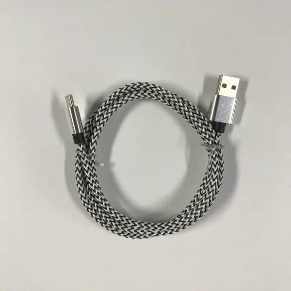 USB-C til USB-A flettet hvidt kabel 1 m 2,4 A