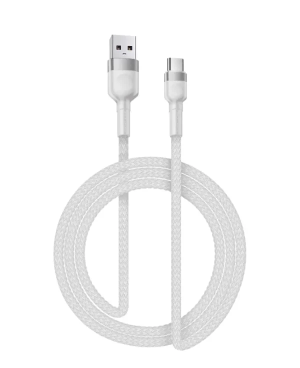 USB-C til USB-A-kabel 3 m flettet hvid 2,4 A