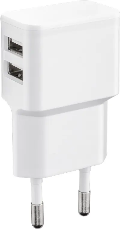 240V vægoplader 2,4A med 2 USB-A-porte