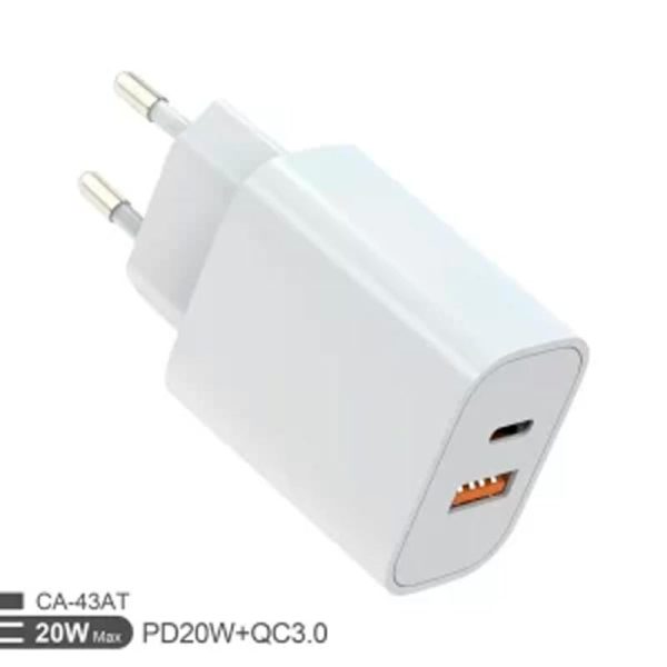 20W USB-C PD-oplader med USB-A QC3.0