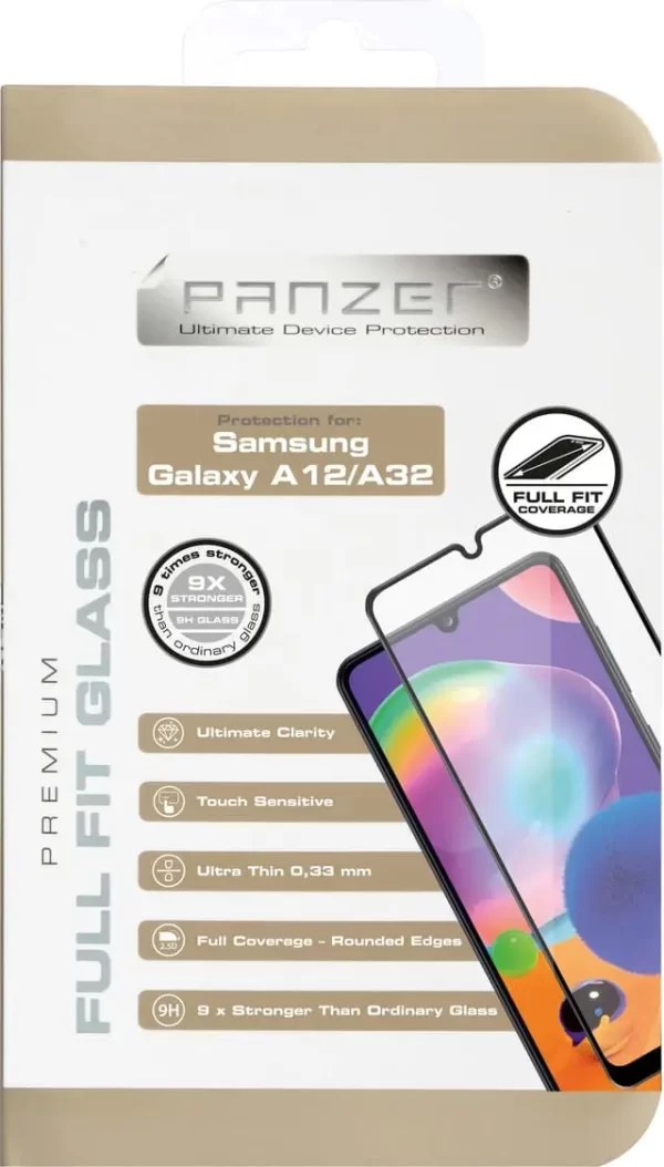 Panzer Full-Fit skærmbeskytter til Samsung Galaxy A12/A13/A32/A04s – sort